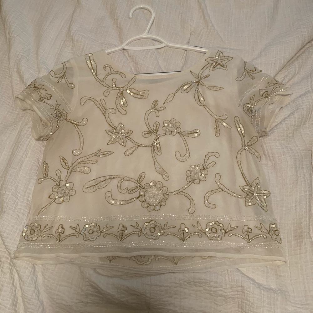 Ivory Gold Detail Crop Top